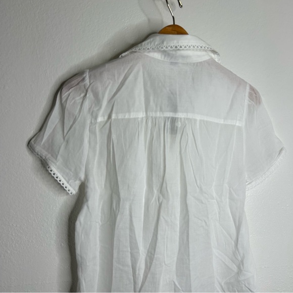 NWT J. Crew 100% Cotton Lightweight White Button Down Peter Pan Collar Top 2 - Picture 8 of 14